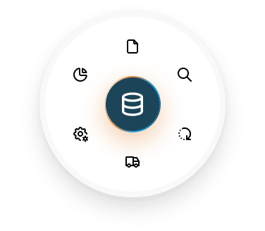 illustration en forme de roue avec plusieurs logos en référence à la centralisation des documents