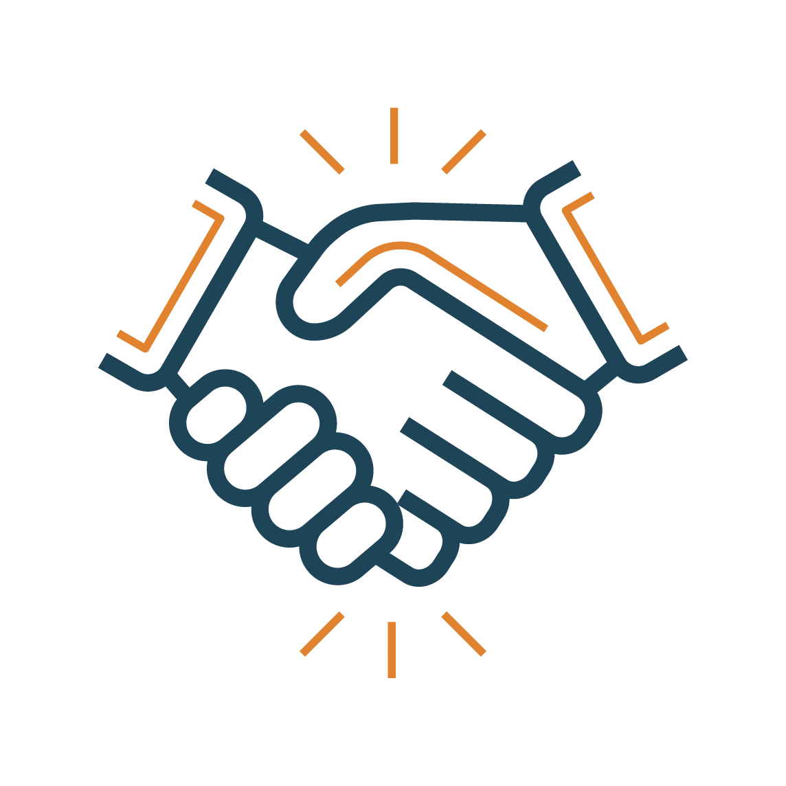 Pictogramme de deux mains se serrant