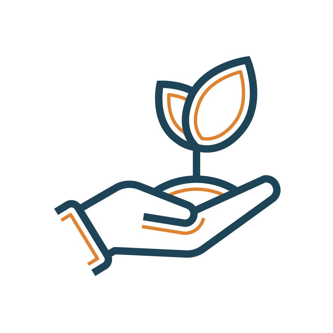 Pictogramme représentant une main portant une plante